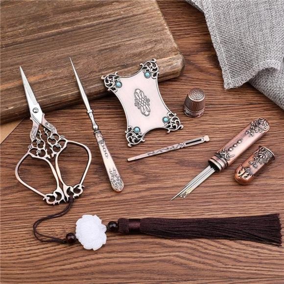 Embroidery Scissors Kit, Vintage Scissors European Style Sewing Kit for Crafting - Picture 1 of 7